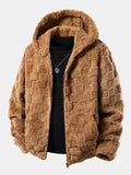 Checkerboard Teddy Zip Up Hoodie